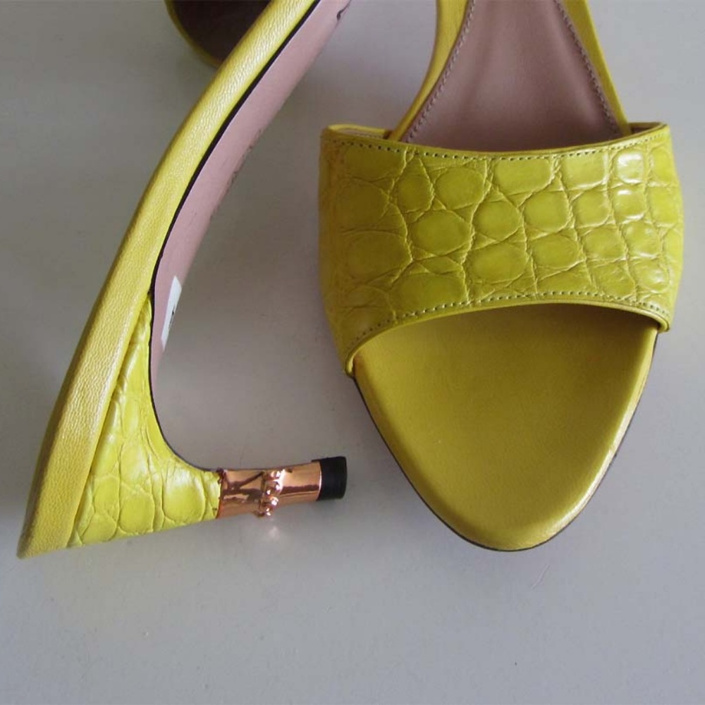 GUCCI Tom Ford alligator bamboo slide sandals 6 B - Picture 6 of 7
